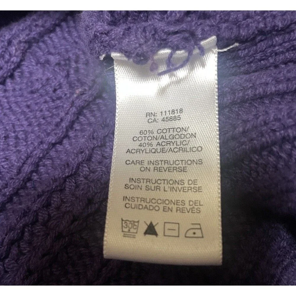 Michael Kors Royal Purple Cable Knit Cowl Neck Sweater Large Fisherman Goth